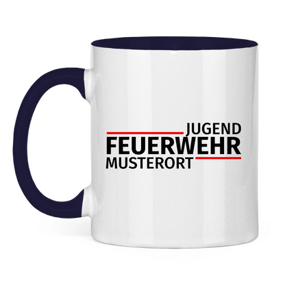 Tasse zweifarbig - Modern Jugendfeuerwehr [Personalisierbar]