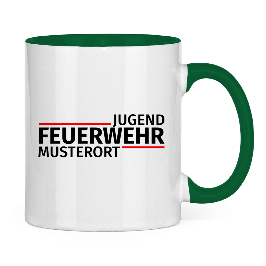 Tasse zweifarbig - Modern Jugendfeuerwehr [Personalisierbar]