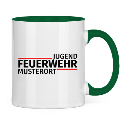 Tasse zweifarbig - Modern Jugendfeuerwehr [Personalisierbar]