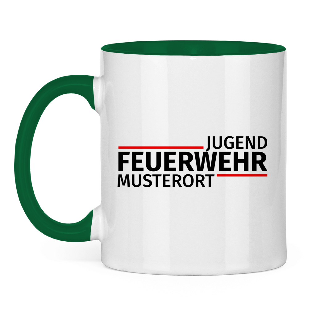 Tasse zweifarbig - Modern Jugendfeuerwehr [Personalisierbar]