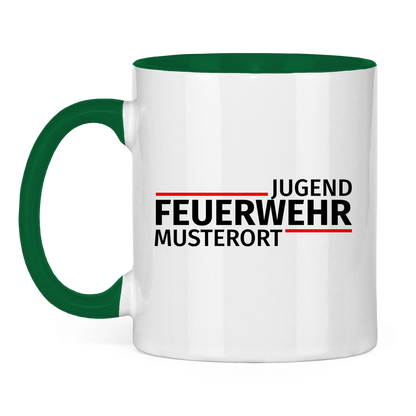 Tasse zweifarbig - Modern Jugendfeuerwehr [Personalisierbar]