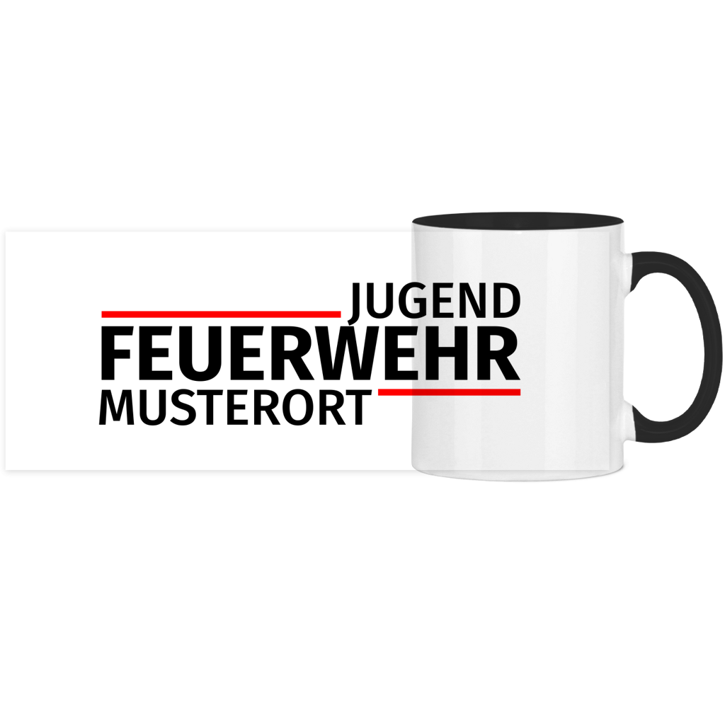Panorama Tasse zweifarbig - Modern Jugendfeuerwehr [Personalisierbar]