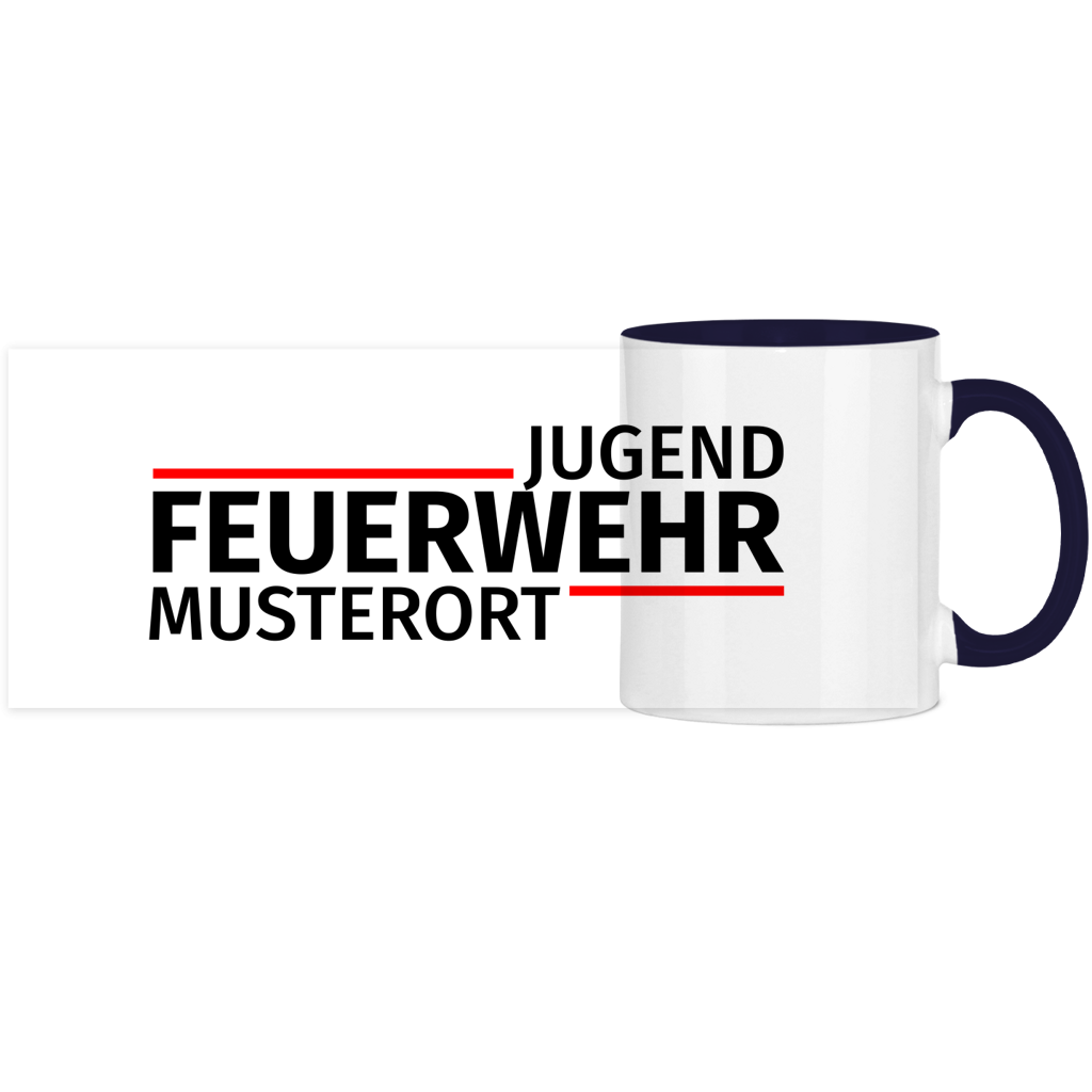Panorama Tasse zweifarbig - Modern Jugendfeuerwehr [Personalisierbar]