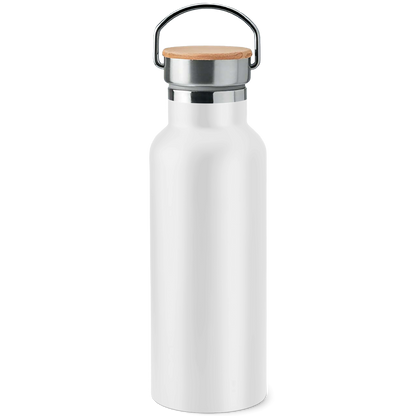 Edelstahl-Trinkflasche mit Bambusdeckel - Freiwillige Feuerwehr [Personalisierbar]