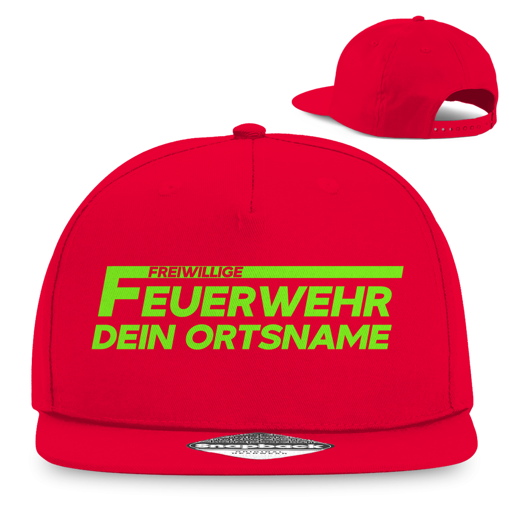 Snapback Rapper Cap - Freiwillige Feuerwehr Grün [Personalisierbar]