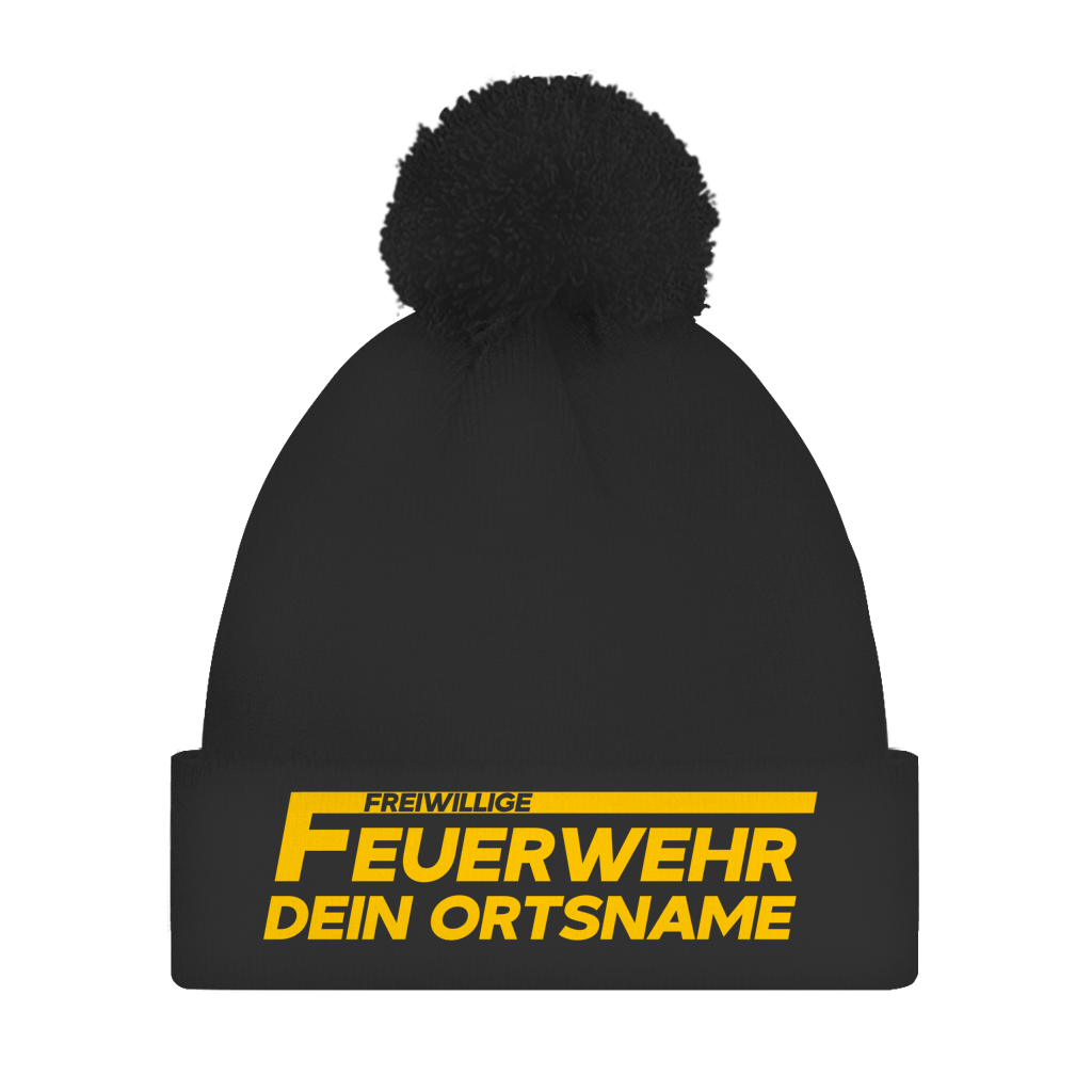 Bommelmütze - Freiwillige Feuerwehr Gelb [Personalisierbar]