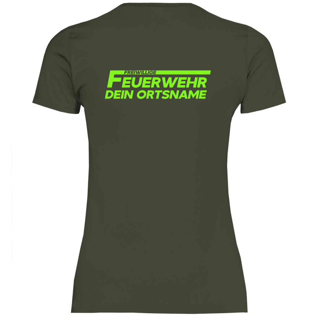 Damen T-Shirt - Freiwillige Feuerwehr Grün [Personalisierbar]