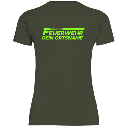 Damen T-Shirt - Freiwillige Feuerwehr Grün [Personalisierbar]