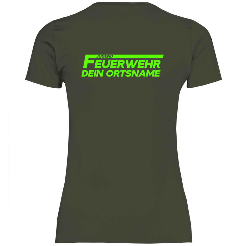 Damen T-Shirt - Jugendfeuerwehr Grün [Personalisierbar]