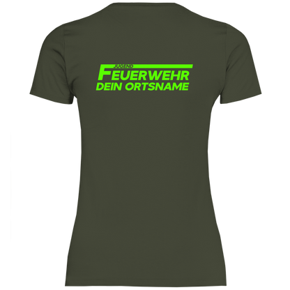 Damen T-Shirt - Jugendfeuerwehr Grün [Personalisierbar]