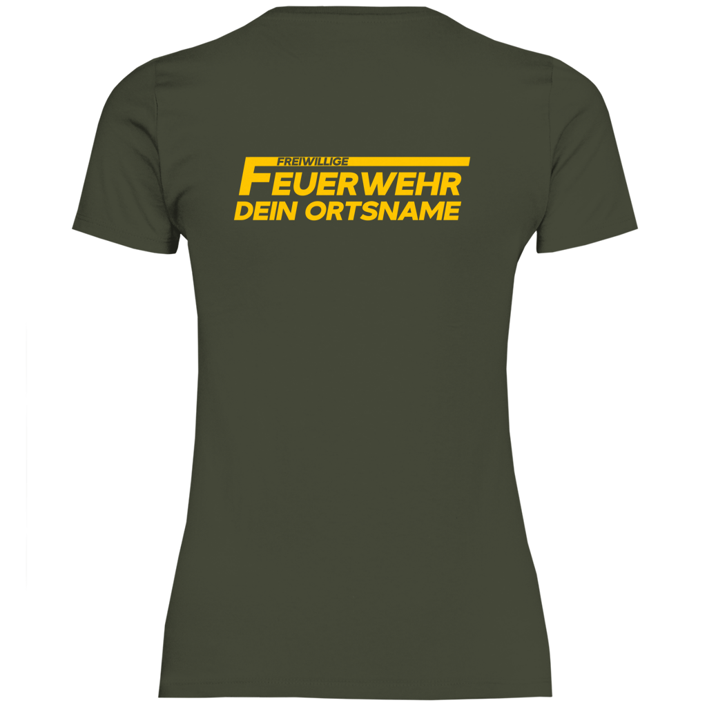 Damen T-Shirt - Freiwillige Feuerwehr Gelb [Personalisierbar]