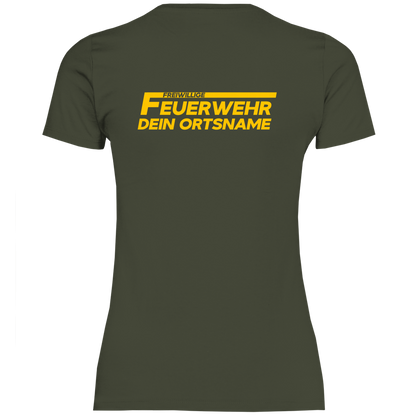 Damen T-Shirt - Freiwillige Feuerwehr Gelb [Personalisierbar]