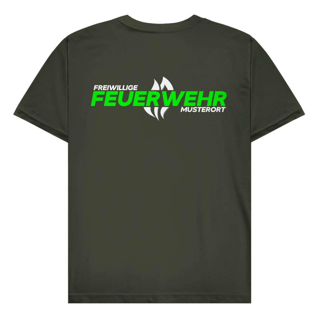Herren T-Shirt - Flamme Freiwillige Feuerwehr Grün [Personalisierbar]