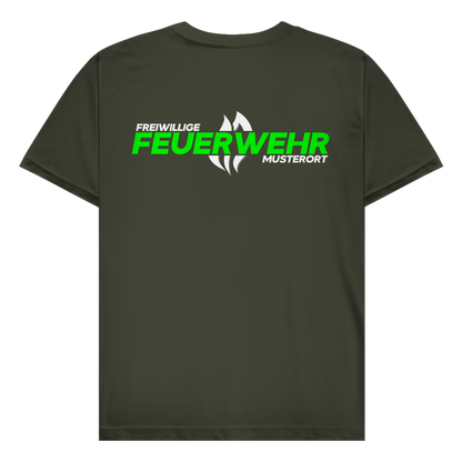 Herren T-Shirt - Flamme Freiwillige Feuerwehr Grün [Personalisierbar]