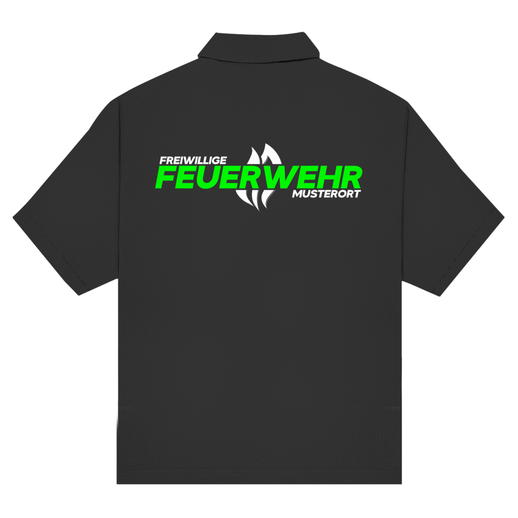 Unisex Poloshirt - Flamme Freiwillige Feuerwehr Grün [Personalisierbar]