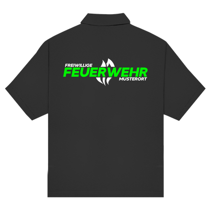 Unisex Poloshirt - Flamme Freiwillige Feuerwehr Grün [Personalisierbar]