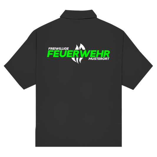 Unisex Poloshirt - Flamme Freiwillige Feuerwehr Grün [Personalisierbar]