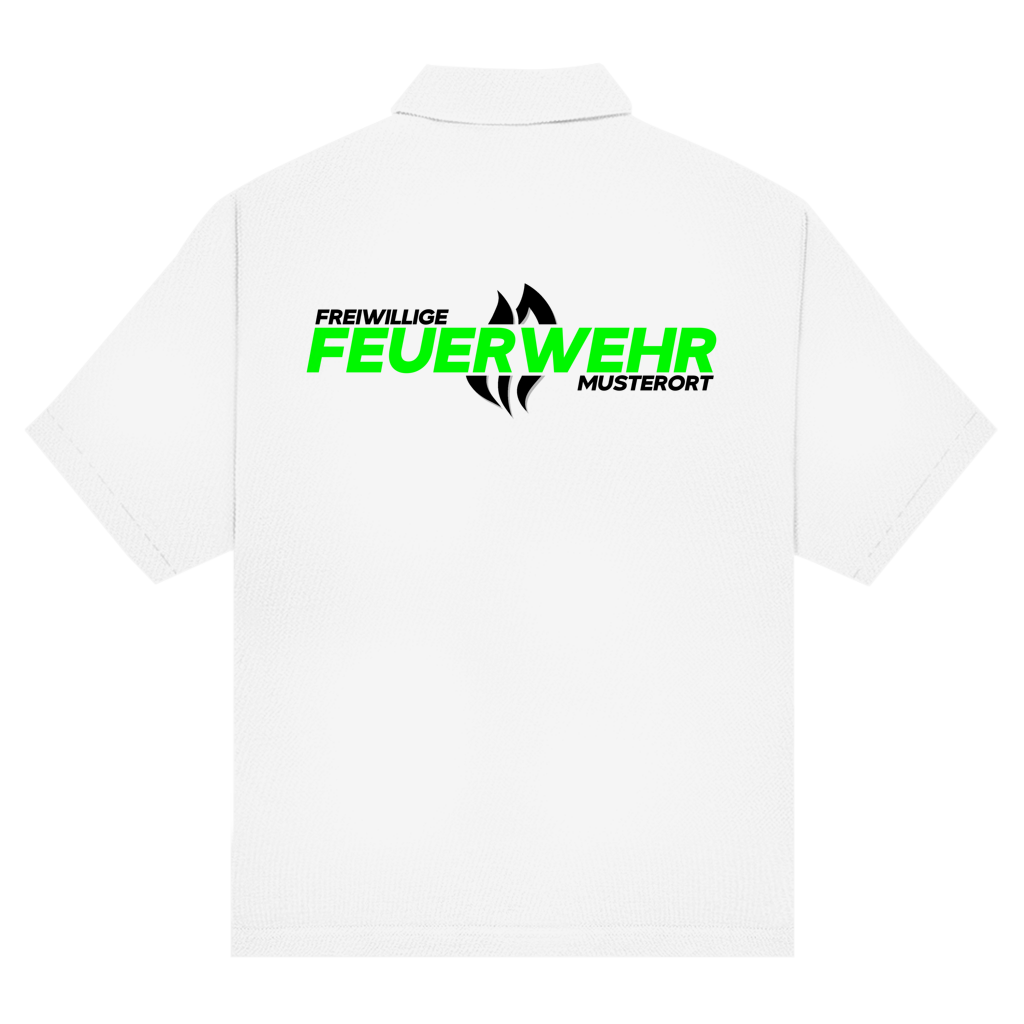 Unisex Poloshirt - Flamme Freiwillige Feuerwehr Grün [Personalisierbar]