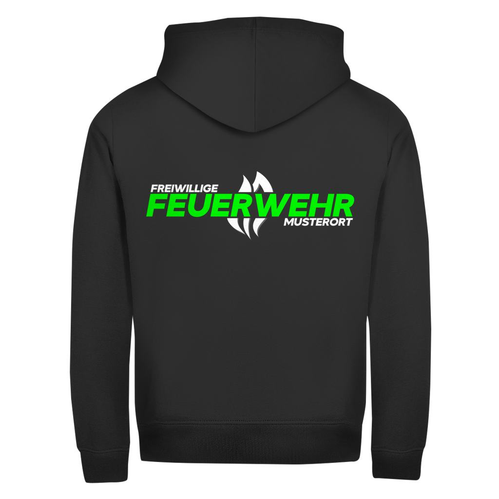 Unisex Zipper Hoodie - Flamme Freiwillige Feuerwehr Grün [Personalisierbar]