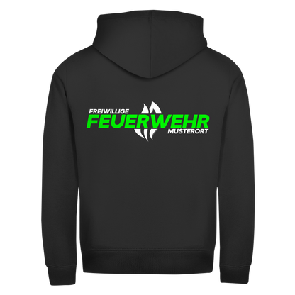 Unisex Zipper Hoodie - Flamme Freiwillige Feuerwehr Grün [Personalisierbar]