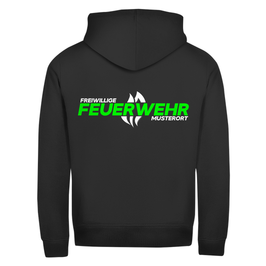 Unisex Zipper Hoodie - Flamme Freiwillige Feuerwehr Grün [Personalisierbar]