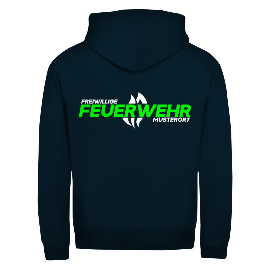Unisex Zipper Hoodie - Flamme Freiwillige Feuerwehr Grün [Personalisierbar]