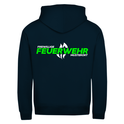 Unisex Zipper Hoodie - Flamme Freiwillige Feuerwehr Grün [Personalisierbar]