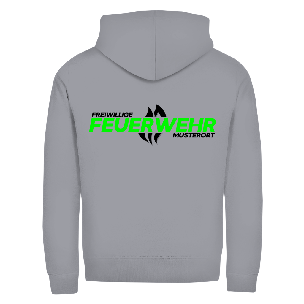 Unisex Zipper Hoodie - Flamme Freiwillige Feuerwehr Grün [Personalisierbar]