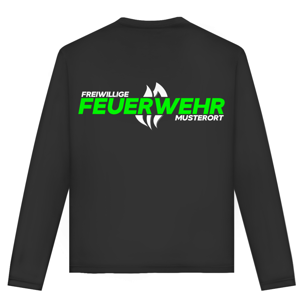 Unisex Langarmshirt - Flamme Freiwillige Feuerwehr Grün [Personalisierbar]