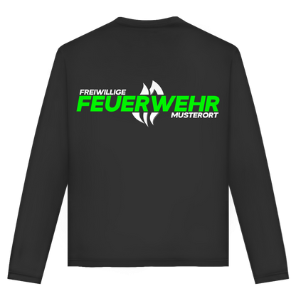 Unisex Langarmshirt - Flamme Freiwillige Feuerwehr Grün [Personalisierbar]