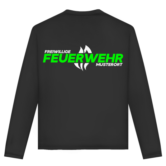 Unisex Langarmshirt - Flamme Freiwillige Feuerwehr Grün [Personalisierbar]