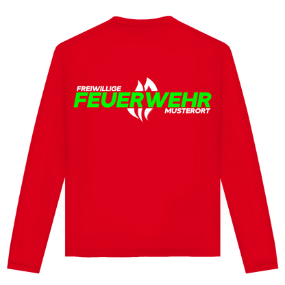 Unisex Langarmshirt - Flamme Freiwillige Feuerwehr Grün [Personalisierbar]