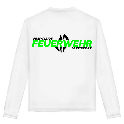 Unisex Langarmshirt - Flamme Freiwillige Feuerwehr Grün [Personalisierbar]