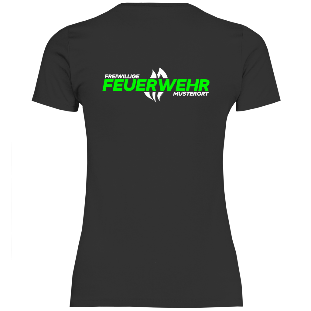 Damen T-Shirt - Flamme Freiwillige Feuerwehr Grün [Personalisierbar]