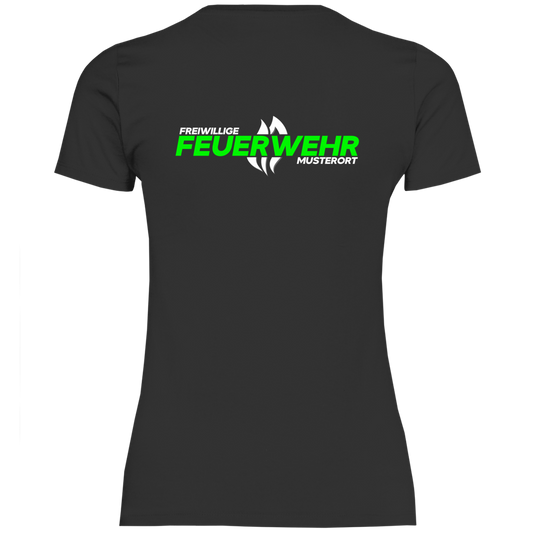 Damen T-Shirt - Flamme Freiwillige Feuerwehr Grün [Personalisierbar]