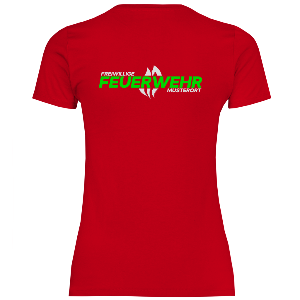 Damen T-Shirt - Flamme Freiwillige Feuerwehr Grün [Personalisierbar]
