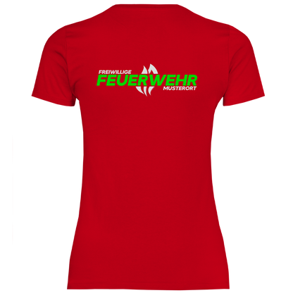 Damen T-Shirt - Flamme Freiwillige Feuerwehr Grün [Personalisierbar]