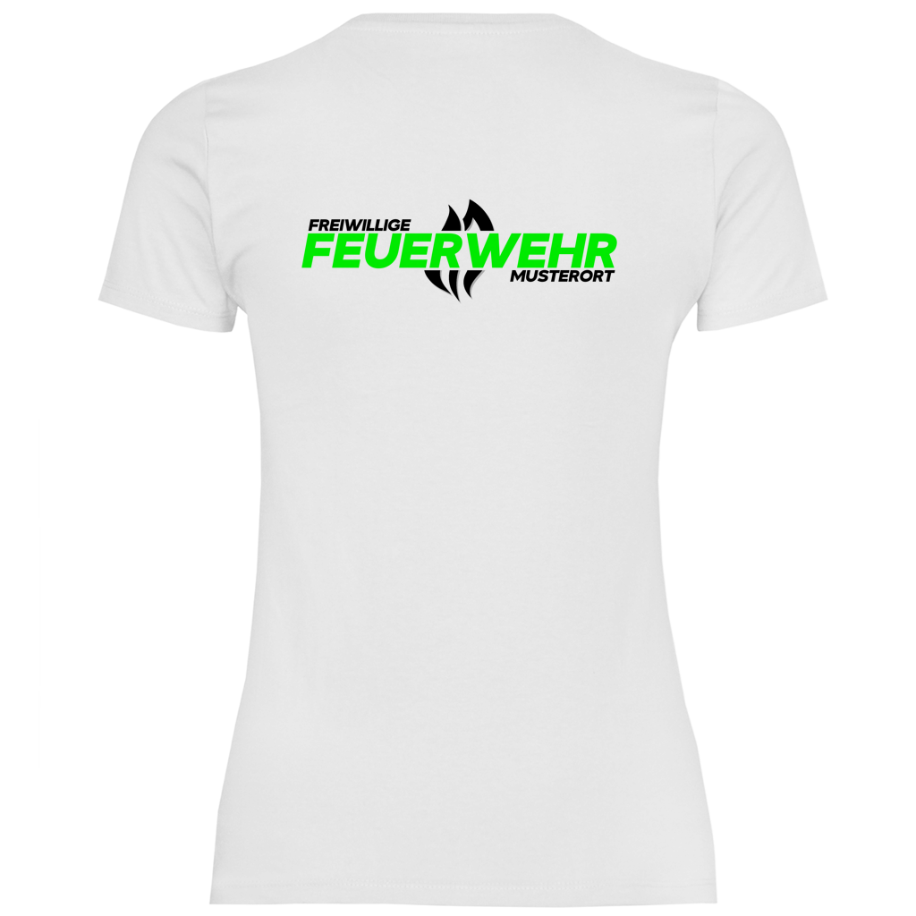Damen T-Shirt - Flamme Freiwillige Feuerwehr Grün [Personalisierbar]