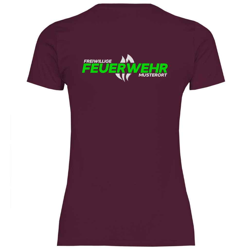 Damen T-Shirt - Flamme Freiwillige Feuerwehr Grün [Personalisierbar]