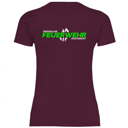 Damen T-Shirt - Flamme Freiwillige Feuerwehr Grün [Personalisierbar]