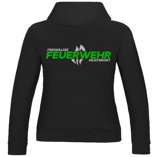 Damen Hoodie - Flamme Freiwillige Feuerwehr Grün [Personalisierbar]