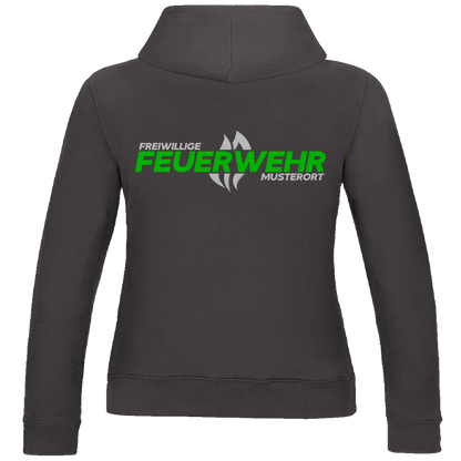 Damen Hoodie - Flamme Freiwillige Feuerwehr Grün [Personalisierbar]
