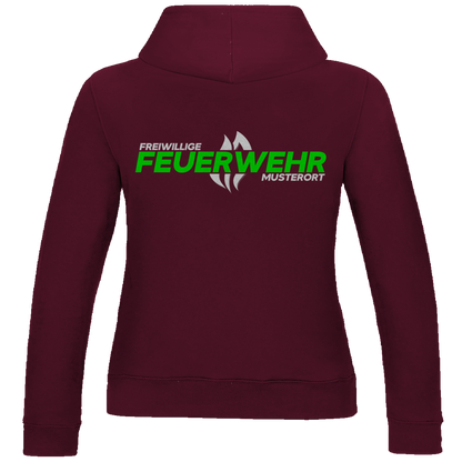 Damen Hoodie - Flamme Freiwillige Feuerwehr Grün [Personalisierbar]