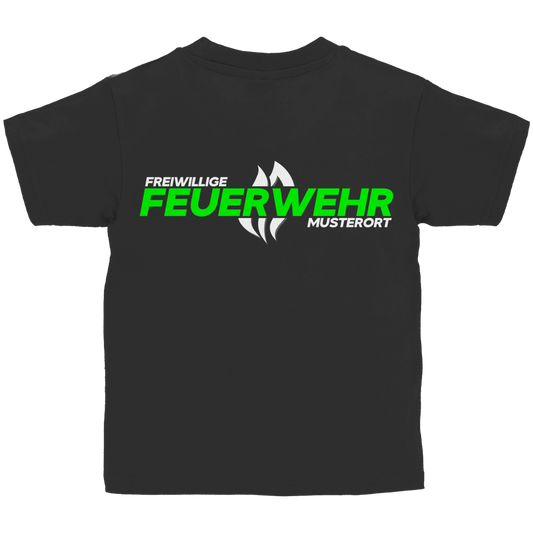 Kinder T-Shirt - Flamme Freiwillige Feuerwehr Grün [Personalisierbar]