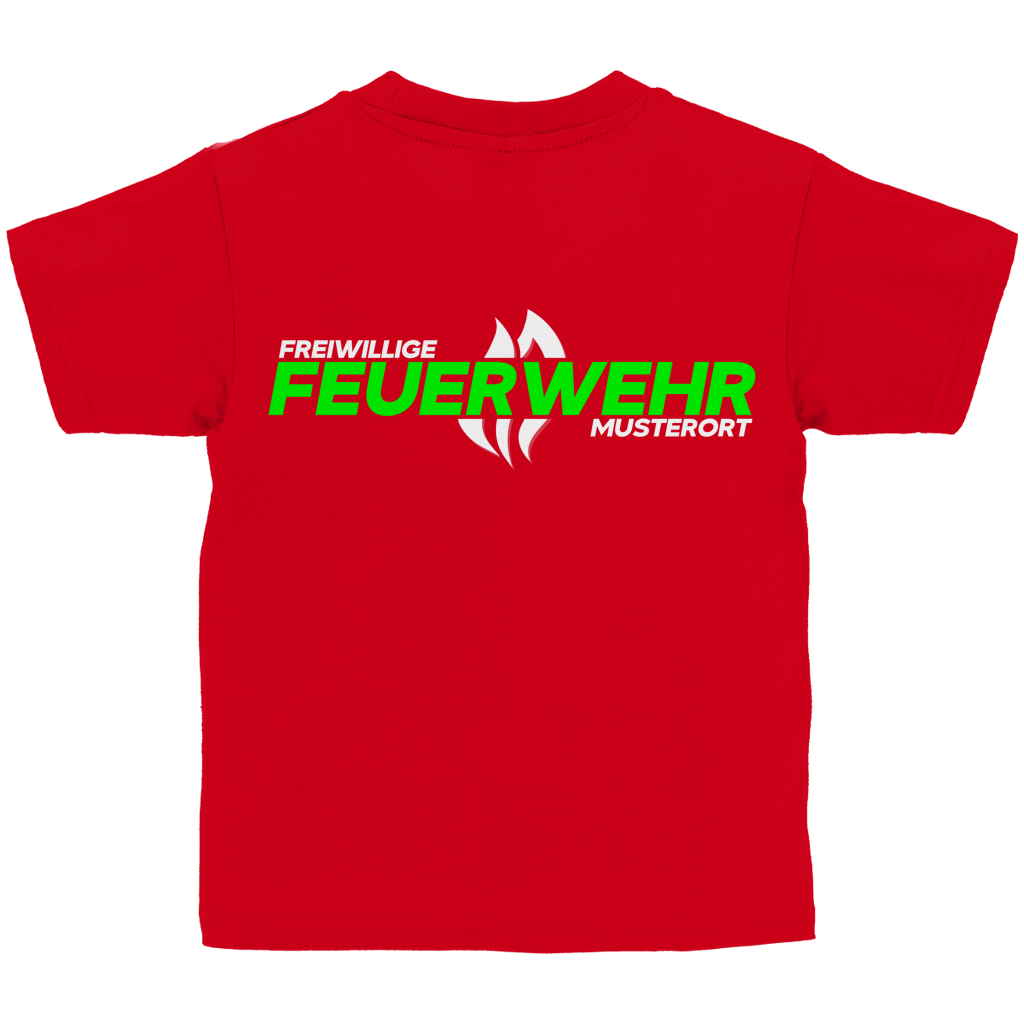 Kinder T-Shirt - Flamme Freiwillige Feuerwehr Grün [Personalisierbar]