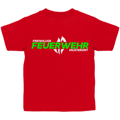 Kinder T-Shirt - Flamme Freiwillige Feuerwehr Grün [Personalisierbar]