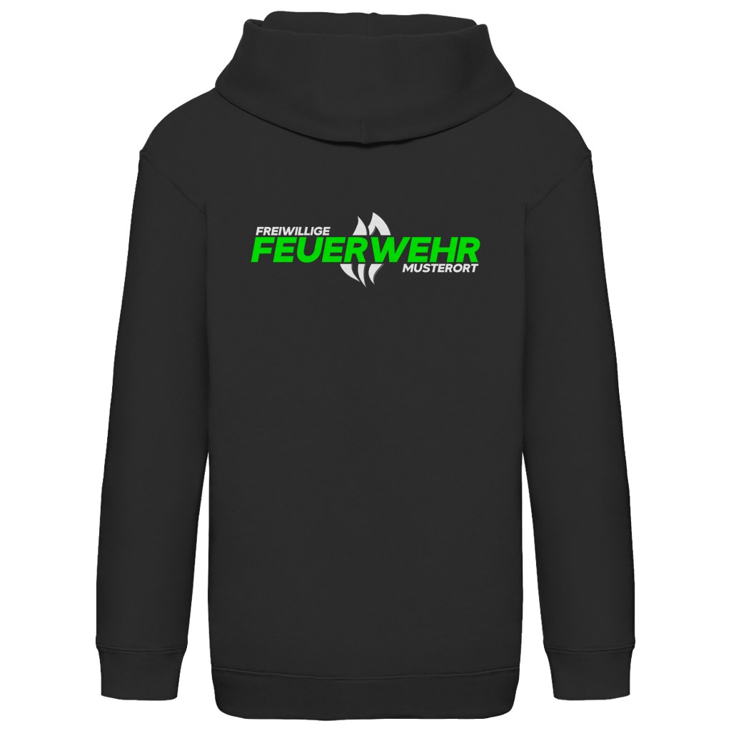 Kinder Hoodie - Flamme Freiwillige Feuerwehr Grün [Personalisierbar]