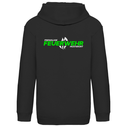 Kinder Hoodie - Flamme Freiwillige Feuerwehr Grün [Personalisierbar]