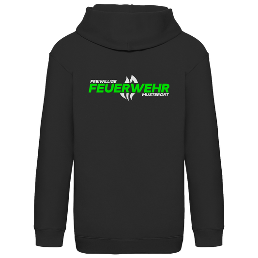 Kinder Hoodie - Flamme Freiwillige Feuerwehr Grün [Personalisierbar]