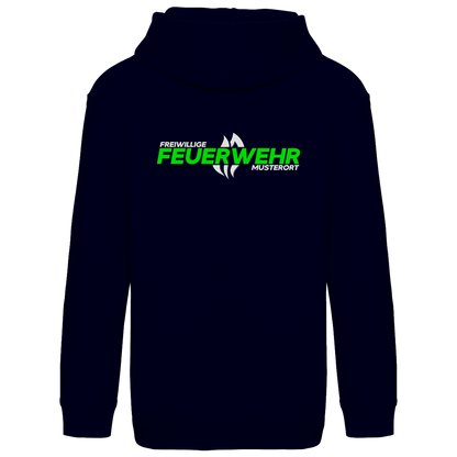 Kinder Hoodie - Flamme Freiwillige Feuerwehr Grün [Personalisierbar]